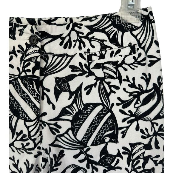 2/$30 Vintage Y2K Talbots Fish Print Capri Pants Black Nautical Petite Size 4P - Picture 3 of 9